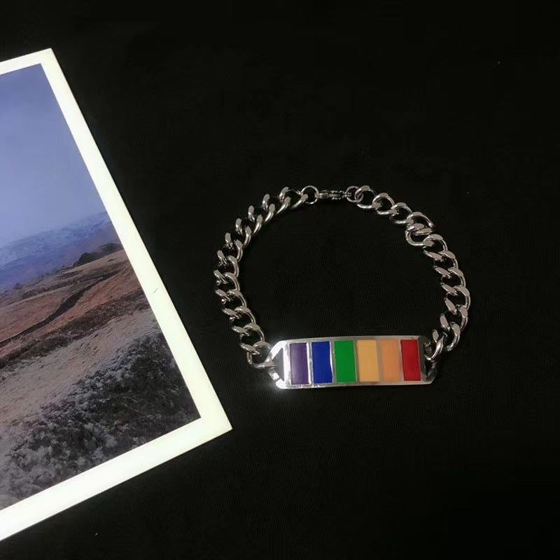 Brazalete de acero de titanio arcoiris al por mayor